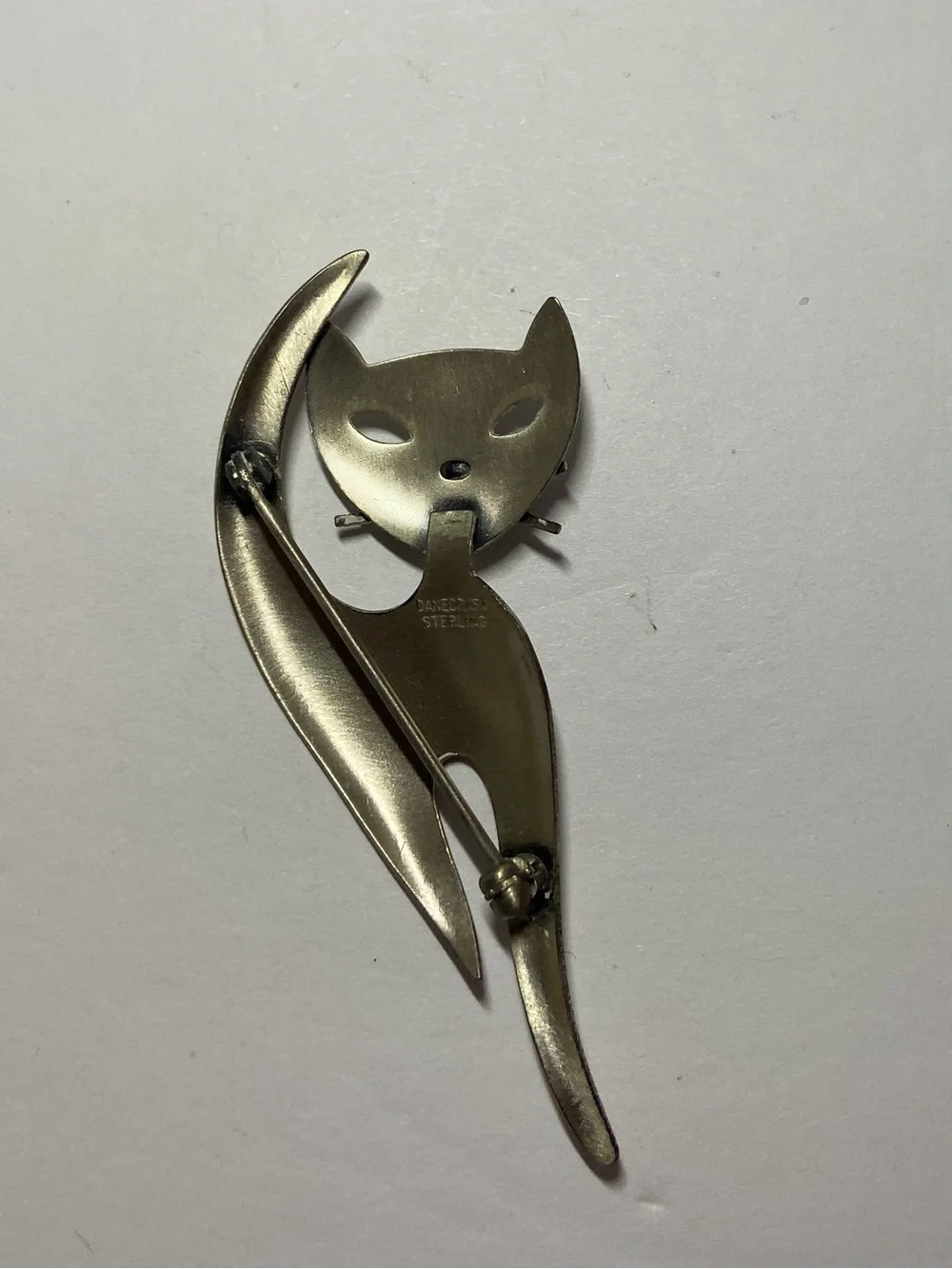 Vintage Danecraft Signed 925 Sterling Silver Cat Brooch
